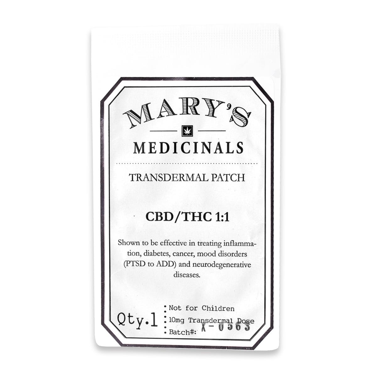 CBD:THC 1:1 Transdermal Patch, 10mg - MED