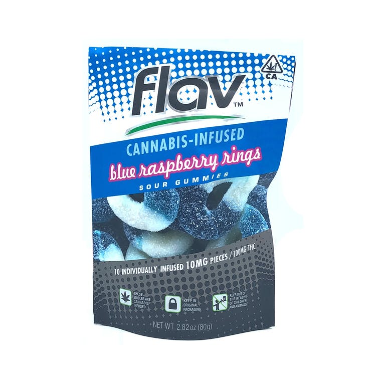 Flav Gummy Blue Raspberry Rings 100mg