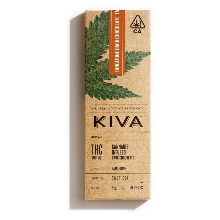 Kiva Confections- Tangerine Chocolate Bar (100mg)