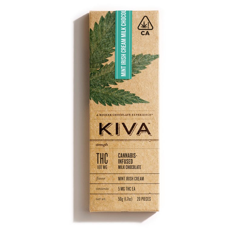 Kiva Mint Irish Cream Milk Chocolate Bar 100 mg THC