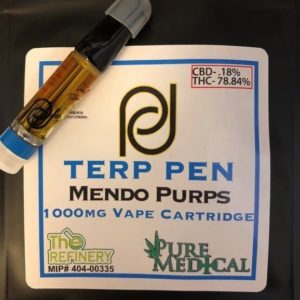 Terp Pen Mendo Purple 1000MG Cartridge